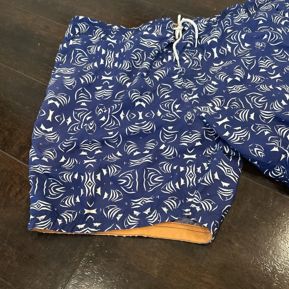 REYN SPOONER Swim Trunks Lined Mens XXL Aloha Blue Orange Shorts 7